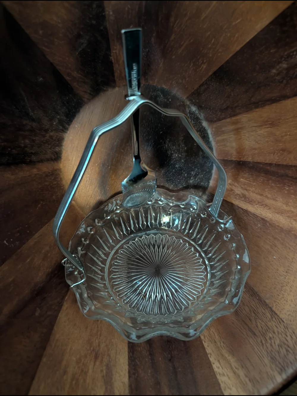 Glass Candy Dish with Silver-Tone Handle - Clear and Silver Serving Basket